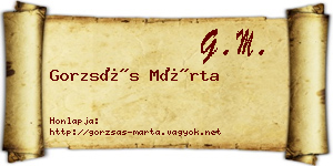 Gorzsás Márta névjegykártya
